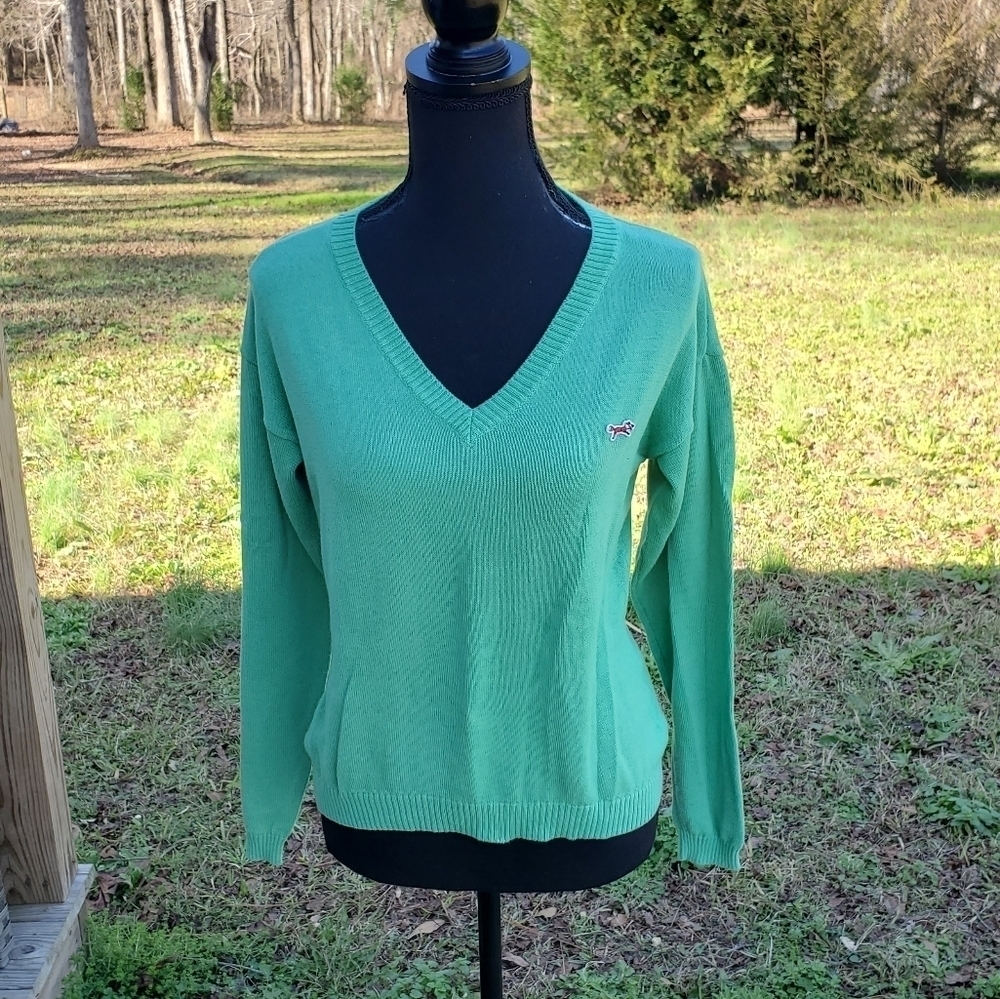 RETRO FOX Green crew neck sweater NEW small